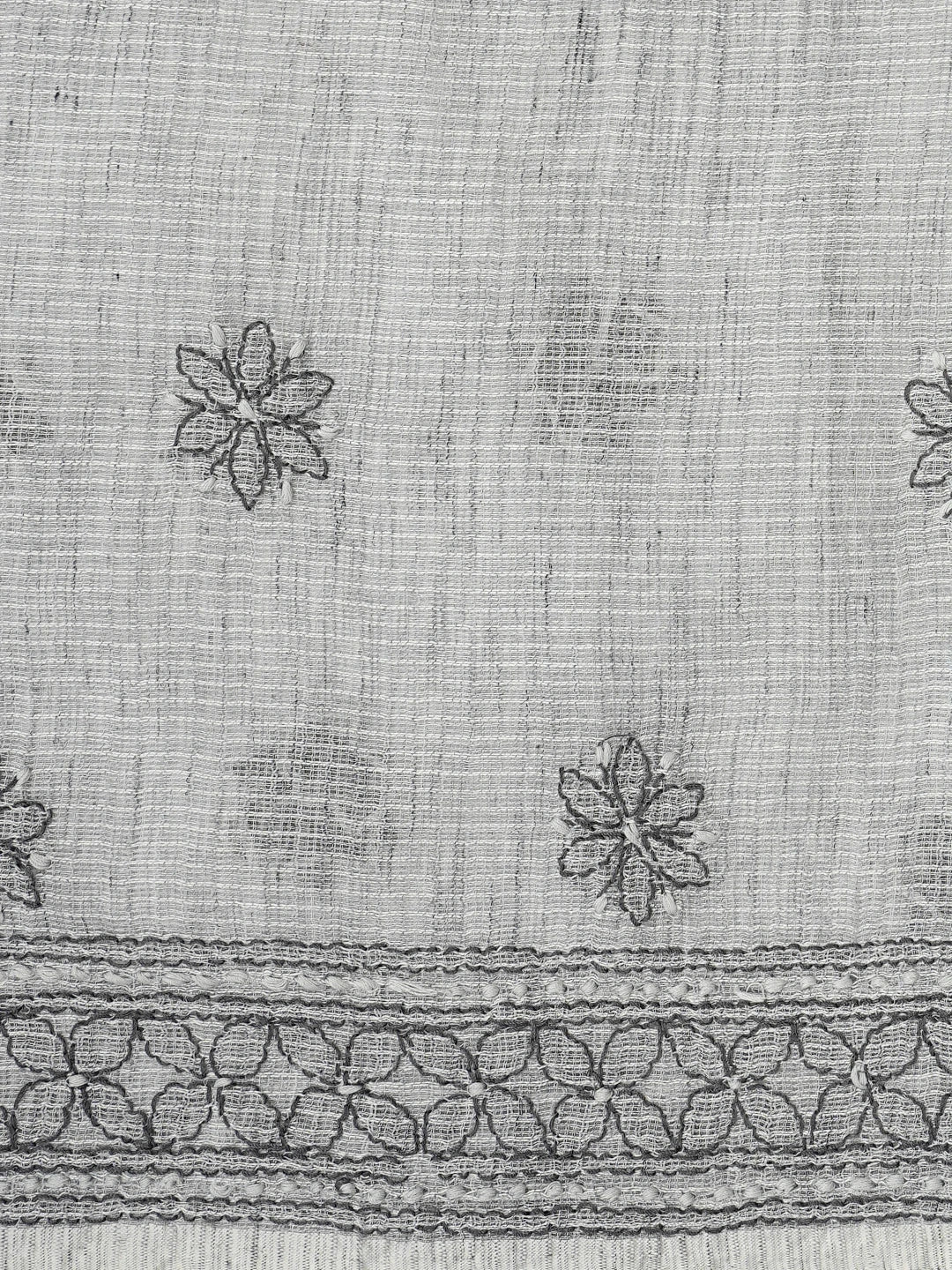 Ada Hand Embroidered Grey Kota Lucknowi Chikankari Unstitched Suit Piece 01A831708