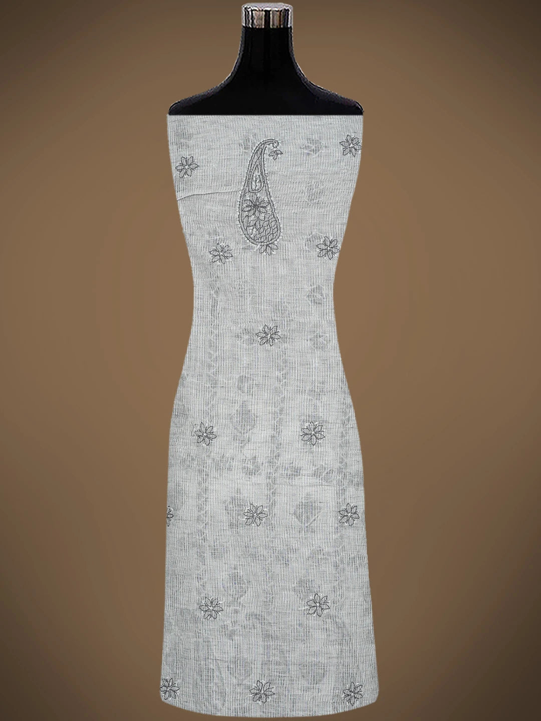 Ada Hand Embroidered Grey Kota Lucknowi Chikankari Unstitched Suit Piece 01A831708