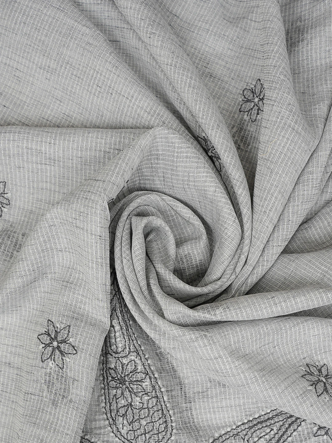Ada Hand Embroidered Grey Kota Lucknowi Chikankari Unstitched Suit Piece 01A831708