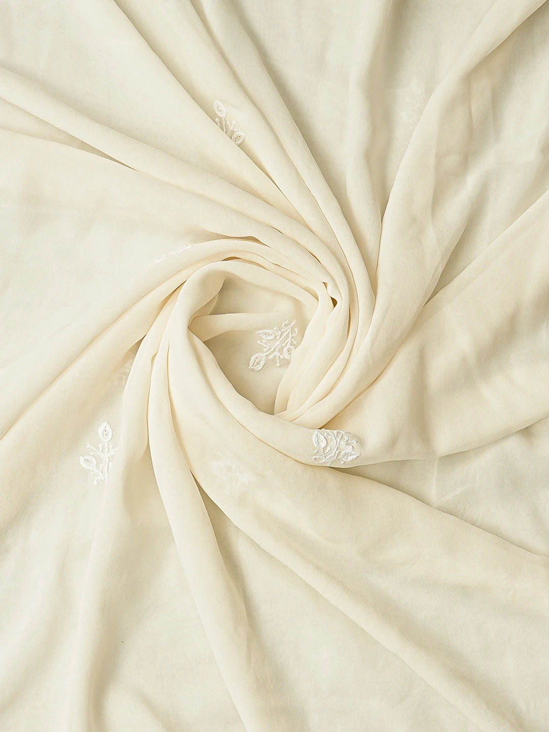 Ada Hand Embroidered Ivory White Pure Georgette Lucknowi Chikankari Unstitched Kurta Dupatta Set 01A836304