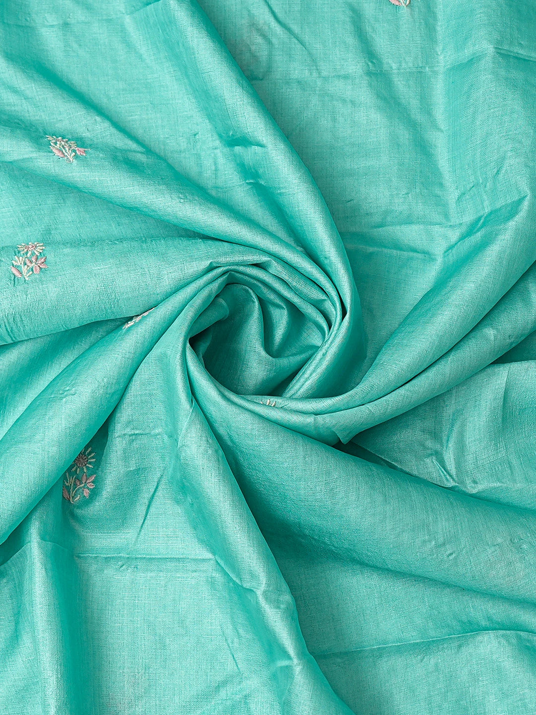 Ada Hand Embroidered Sky Blue Silk Lucknowi Chikankari Unstitched Kurta Dupatta Set 01A836088