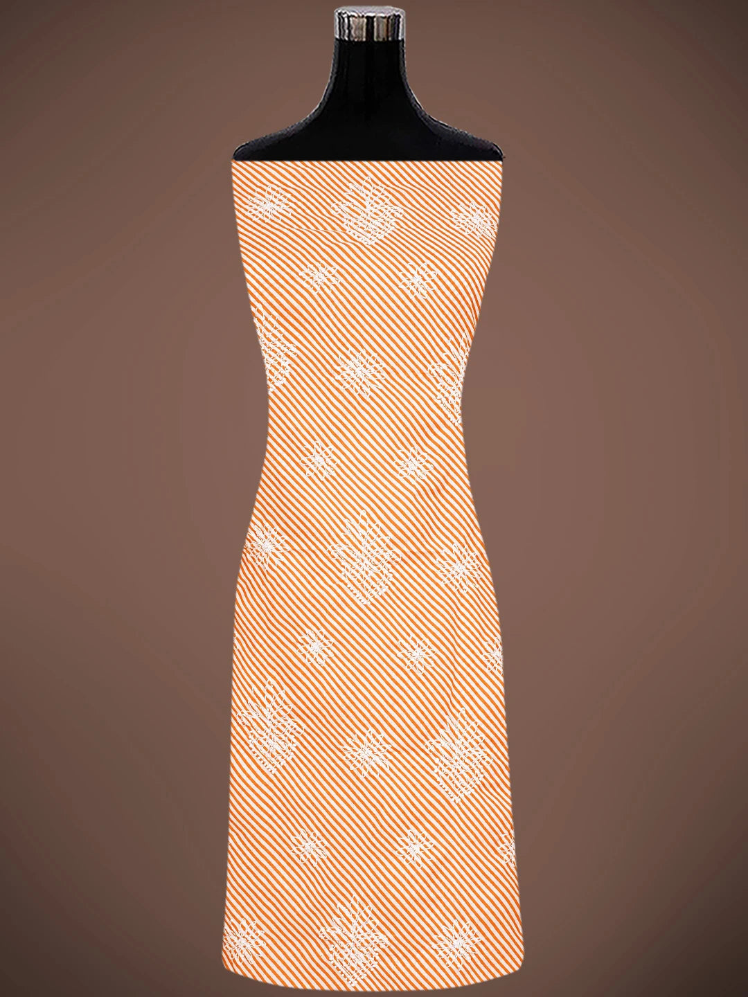 Ada Hand Embroidered Orange and White Cotton Lucknowi Chikankari Unstitched Suit Piece 01A836816