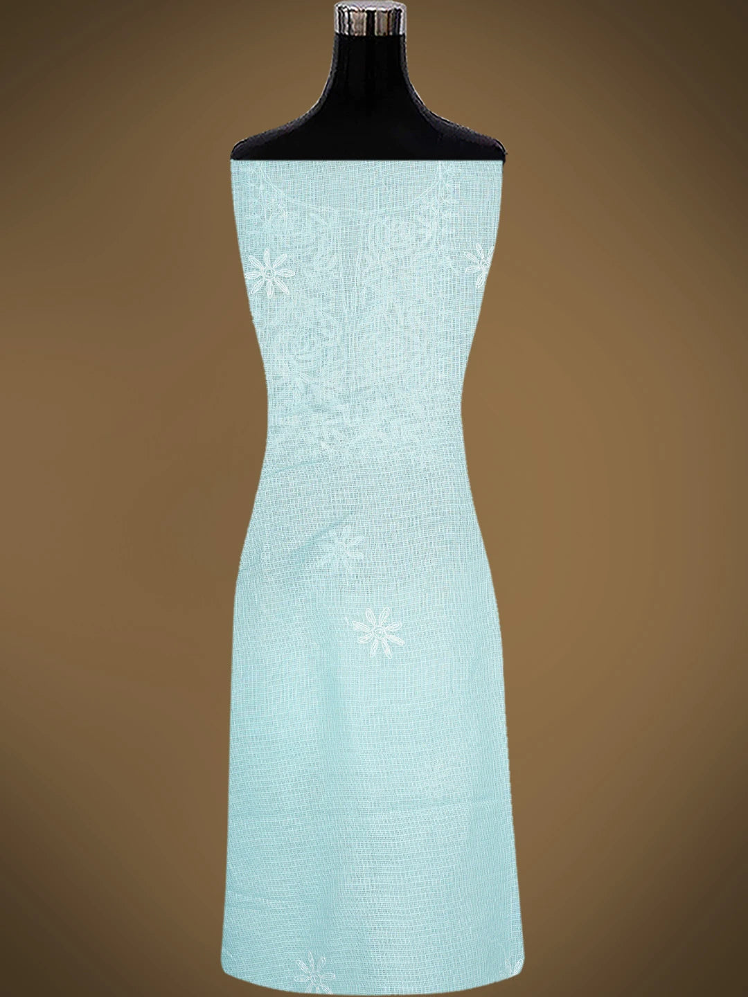 Ada Hand Embroidered Sky Blue Kota Lucknowi Chikankari Unstitched Kurta Piece 01A836439