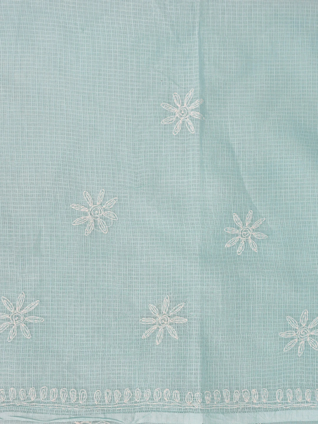 Ada Hand Embroidered Sky Blue Kota Lucknowi Chikankari Unstitched Kurta Piece 01A836439