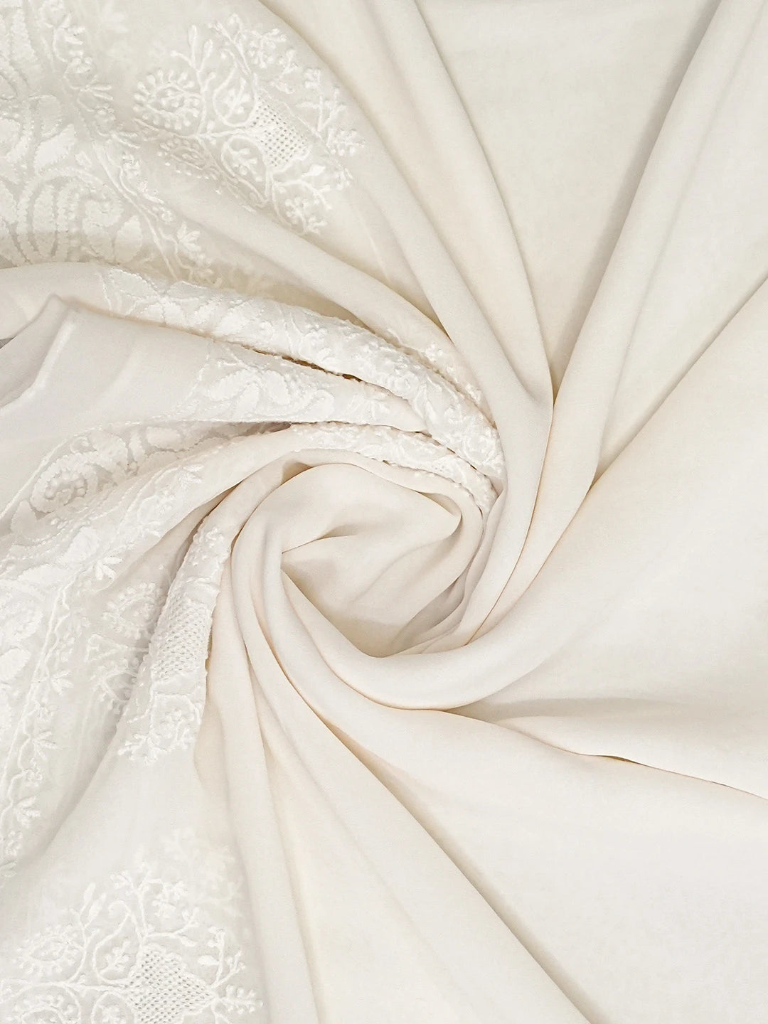 Ada Hand Embroidered White Pure Georgette Lucknowi Chikankari Dupatta 01A675708