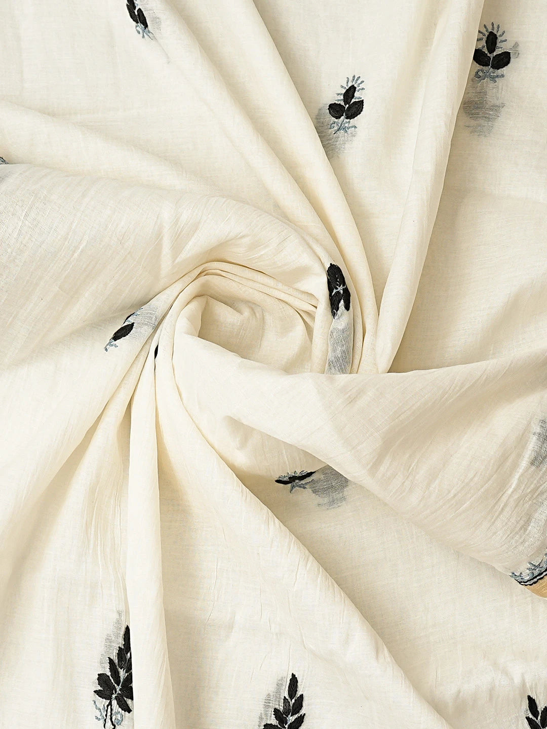 Ada Hand Embroidered White Chanderi Lucknowi Chikankari Unstitched Kurta Dupatta Set 01A836912
