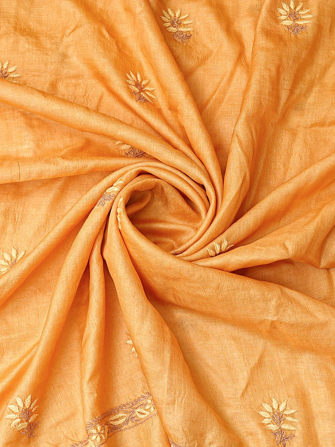 Ada Hand Embroidered Mustard Silk Lucknowi Chikankari Unstitched Kurta Dupatta Set 01A836091