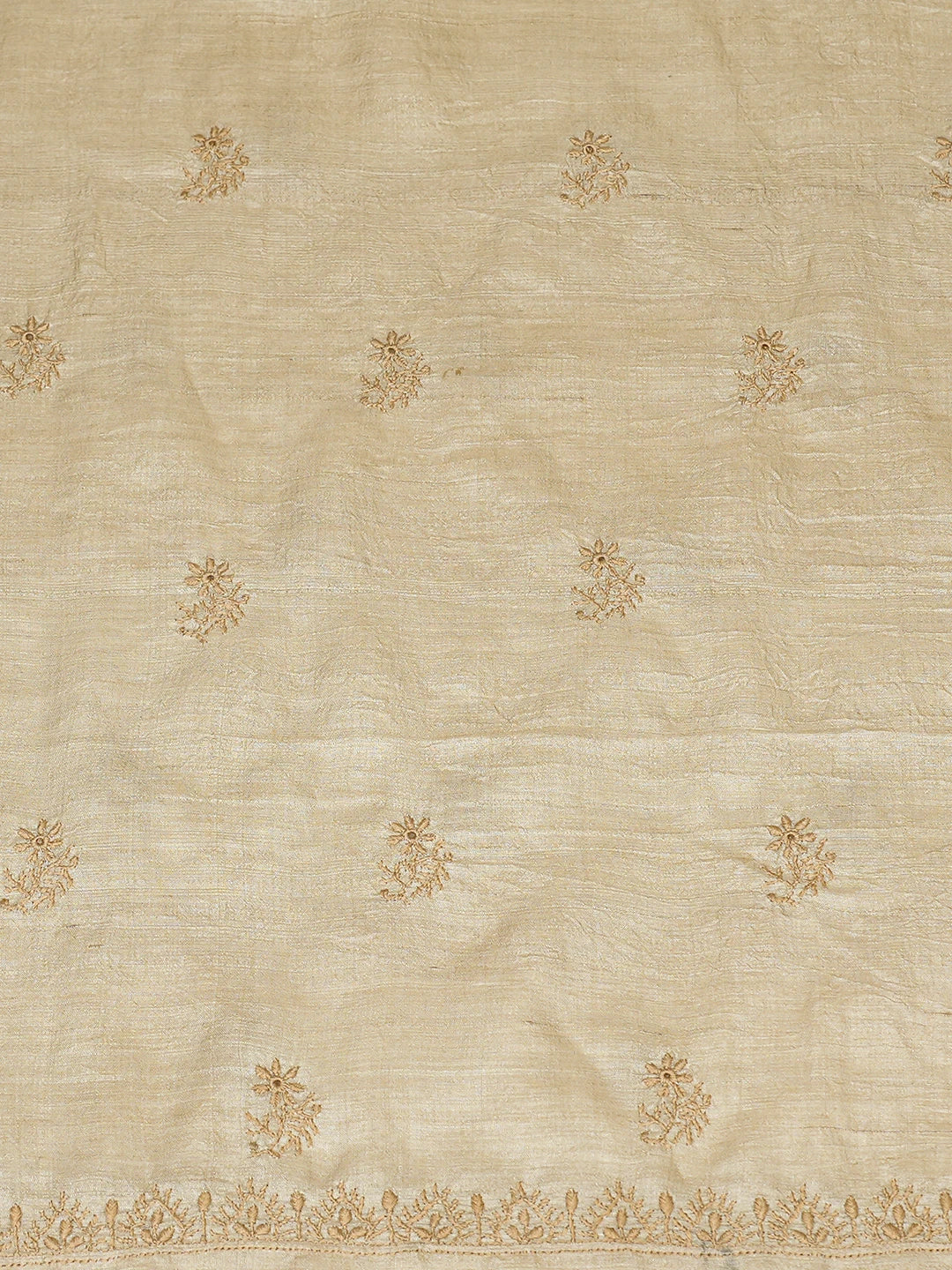 Ada Hand Embroidered Fawn Silk Lucknowi Chikankari Unstitched Kurta Dupatta Set 01A836309