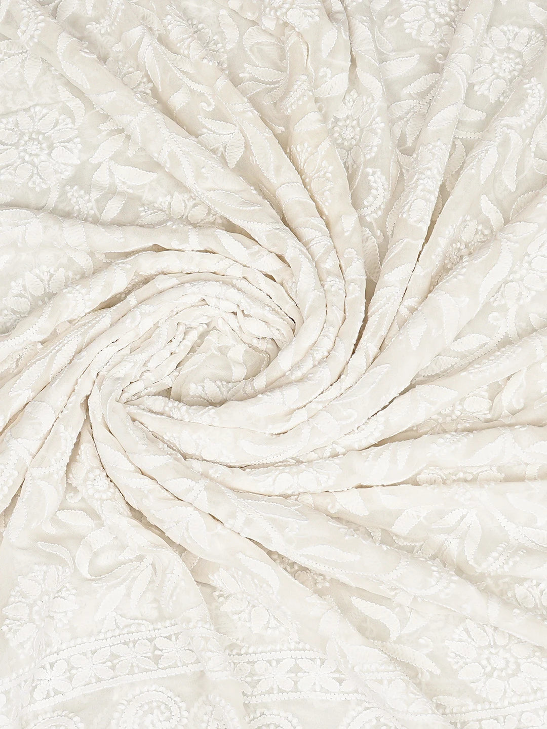Ada Hand Embroidered White Pure Georgette Lucknowi Chikankari Dupatta 01A834712