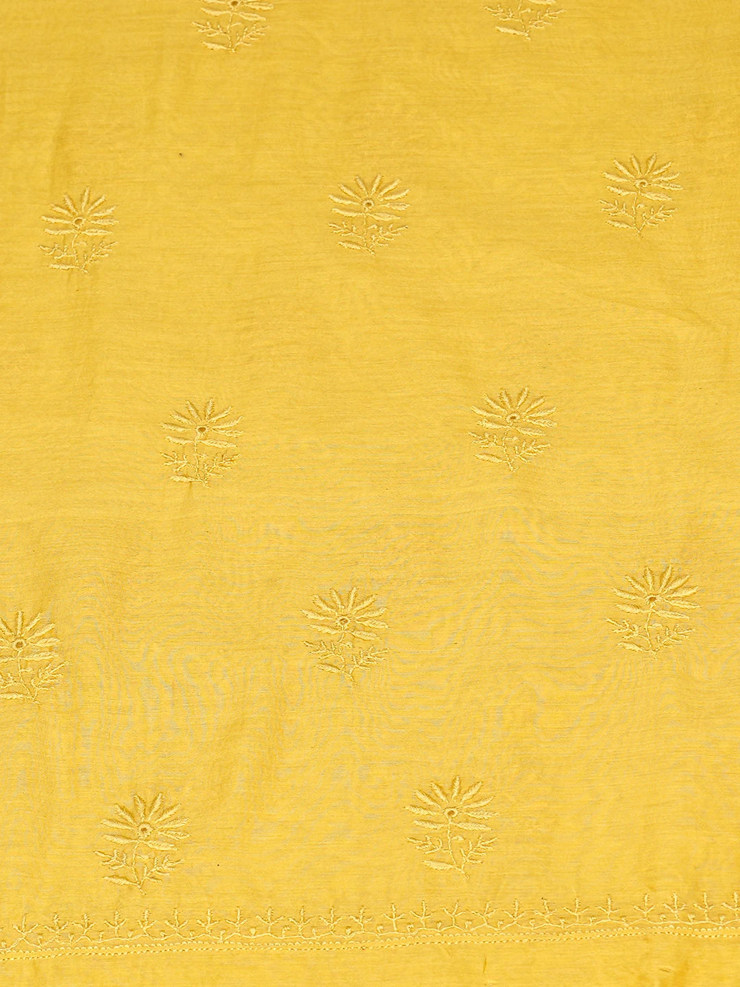Ada Hand Embroidered Honey Yellow Chanderi Lucknowi Chikankari Unstitched Kurta Dupatta Set 01A836538