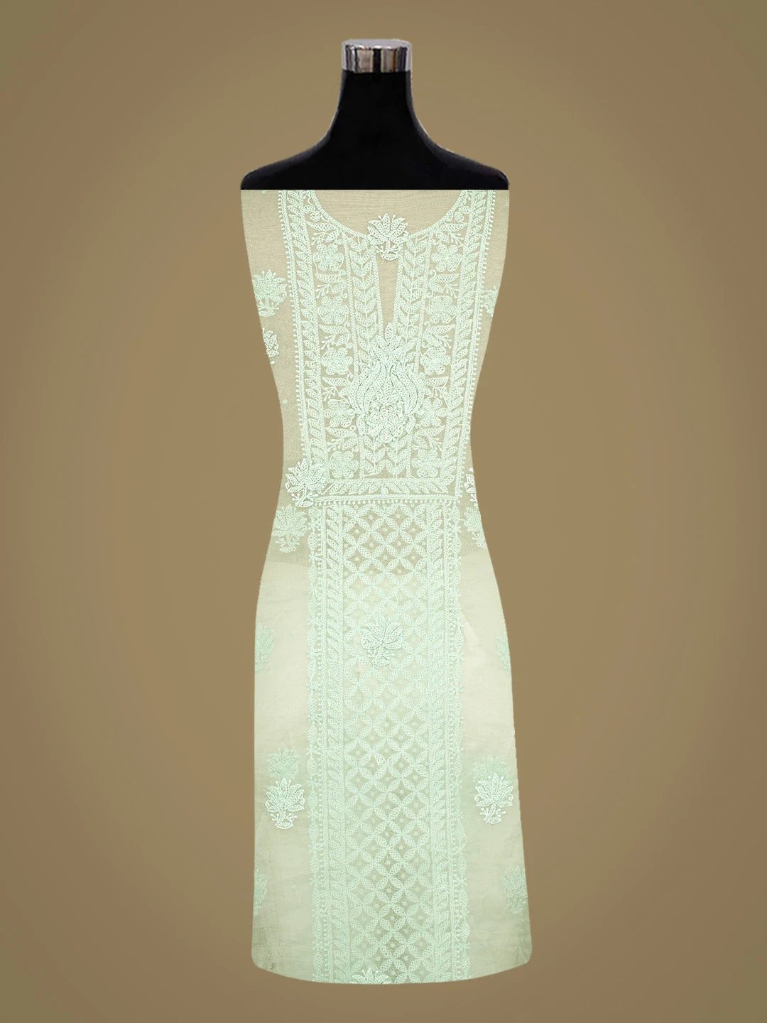 Ada Hand Embroidered Pistachio Green Organza Lucknowi Chikankari Unstitched Kurta Dupatta Set With Cutdana Work 01A718563