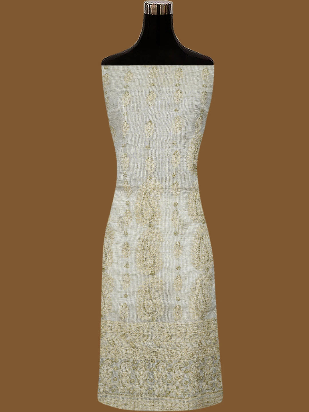 Ada Hand Embroidered Fawn Kota Lucknowi Chikankari Unstitched Suit Piece 01A831728