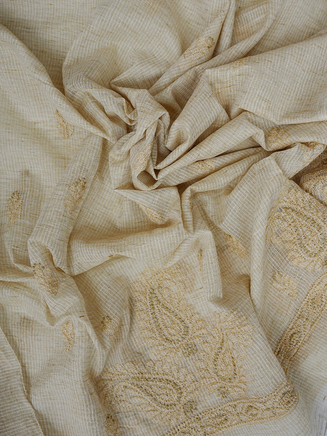 Ada Hand Embroidered Fawn Kota Lucknowi Chikankari Unstitched Suit Piece 01A831728