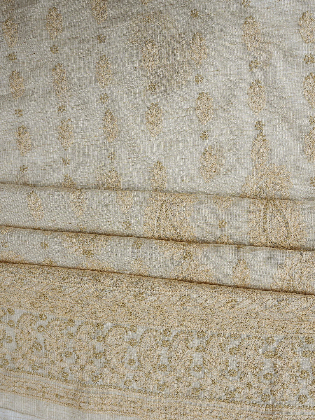 Ada Hand Embroidered Fawn Kota Lucknowi Chikankari Unstitched Suit Piece 01A831728