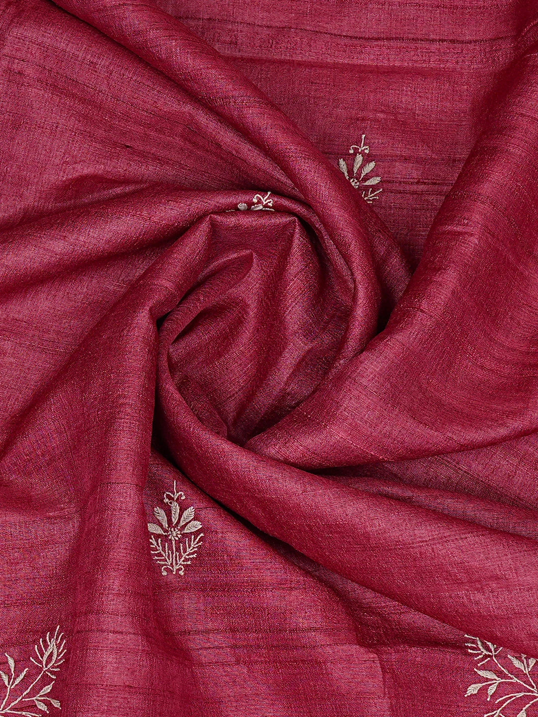 Ada Hand Embroidered Brick Red Tussar Silk Lucknowi Chikankari Dupatta 01A826462
