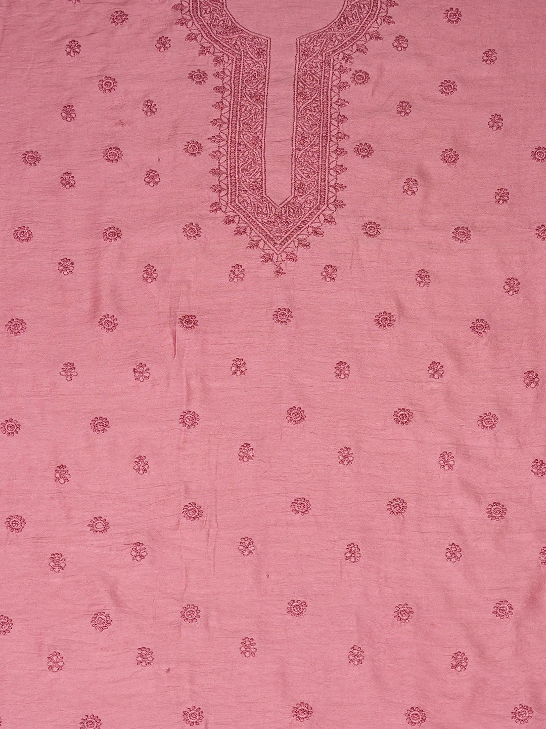 Ada Hand Embroidered Onion Pink Chanderi Lucknowi Chikankari Unstitched Men's Kurta Piece 01A812583