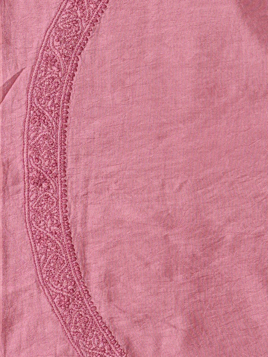 Ada Hand Embroidered Onion Pink Chanderi Lucknowi Chikankari Unstitched Men's Kurta Piece 01A812583