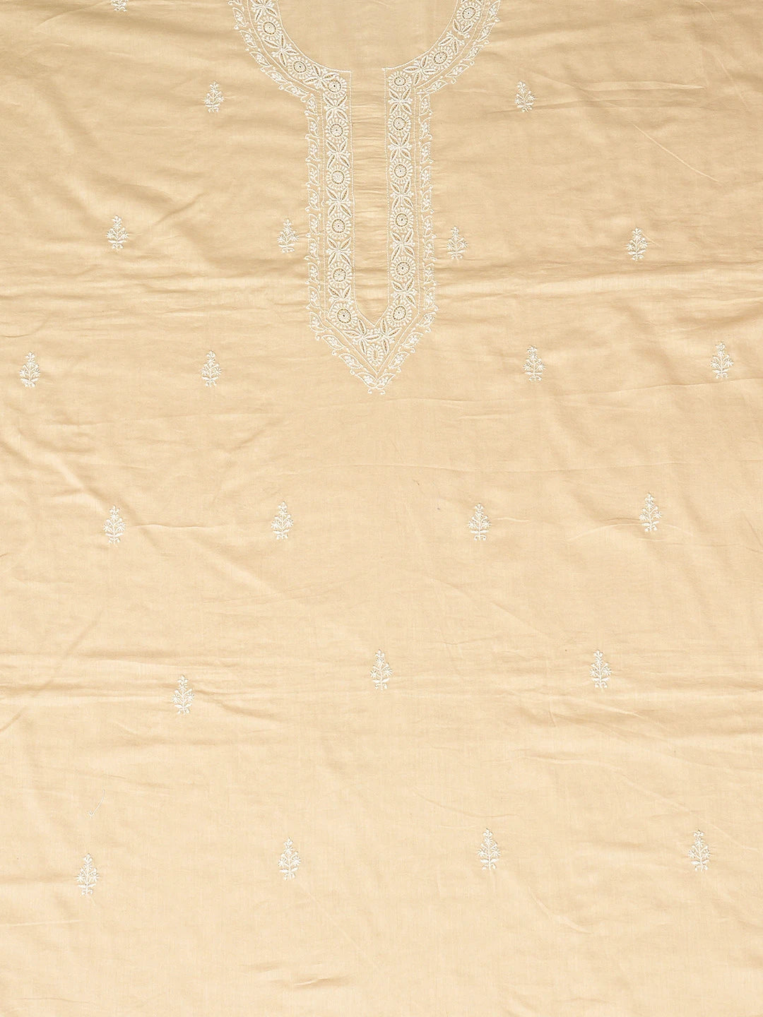 Ada Hand Embroidered Fawn Cotton Lucknowi Chikankari Unstitched Men's Kurta Piece 01A659098