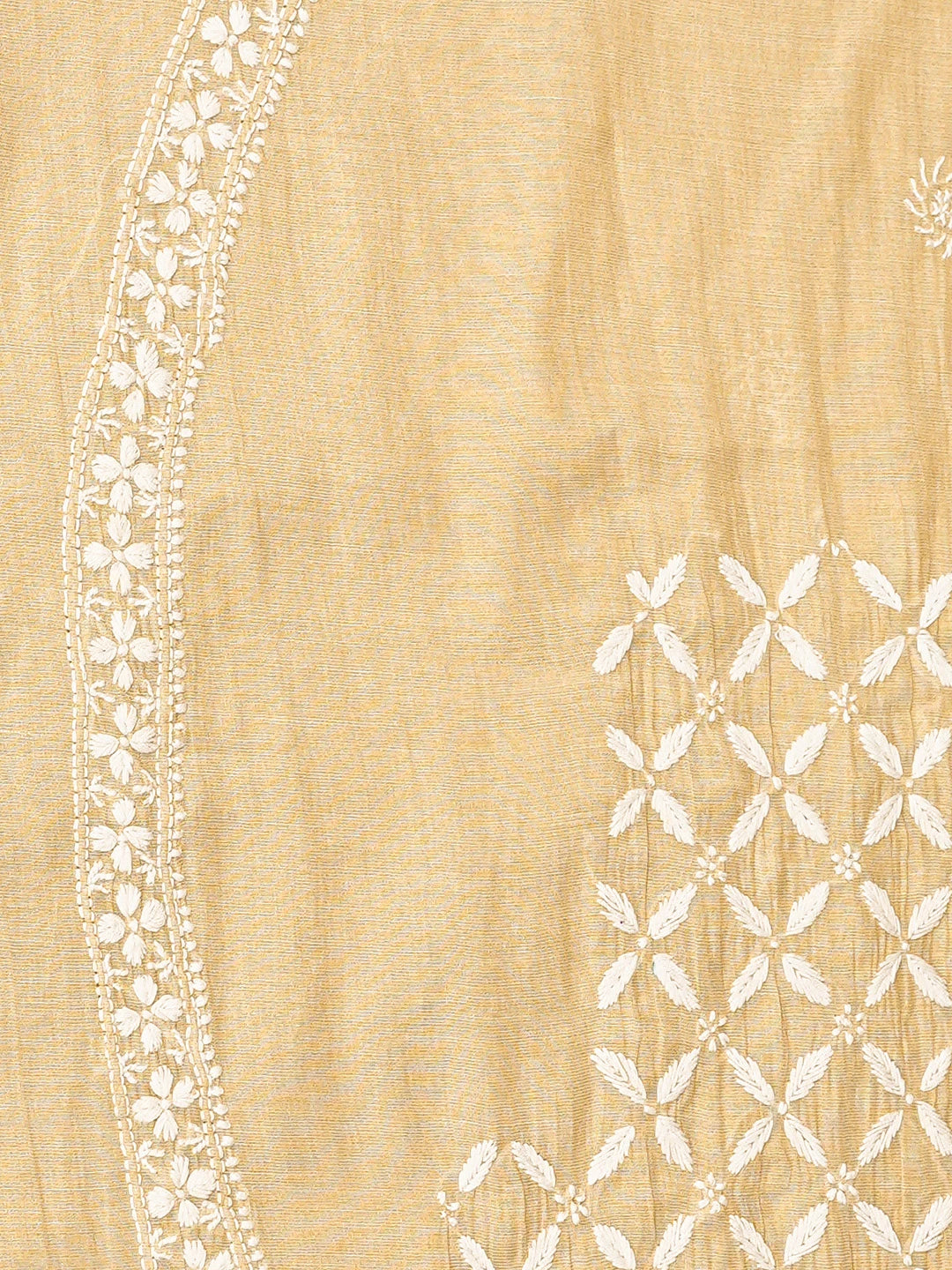 Ada Hand Embroidered Fawn Tissue Lucknowi Chikankari Unstitched Men's Kurta Piece 01A819434