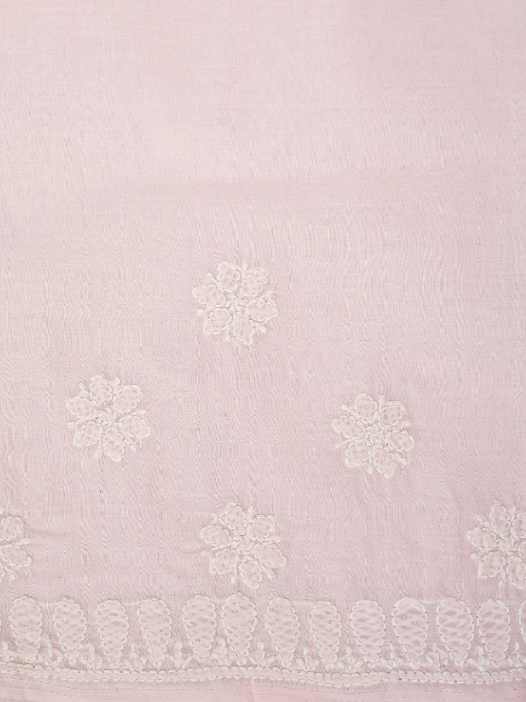 Ada Hand Embroidered Pink Cotton Lucknowi Chikankari Saree With Blouse 01A838183