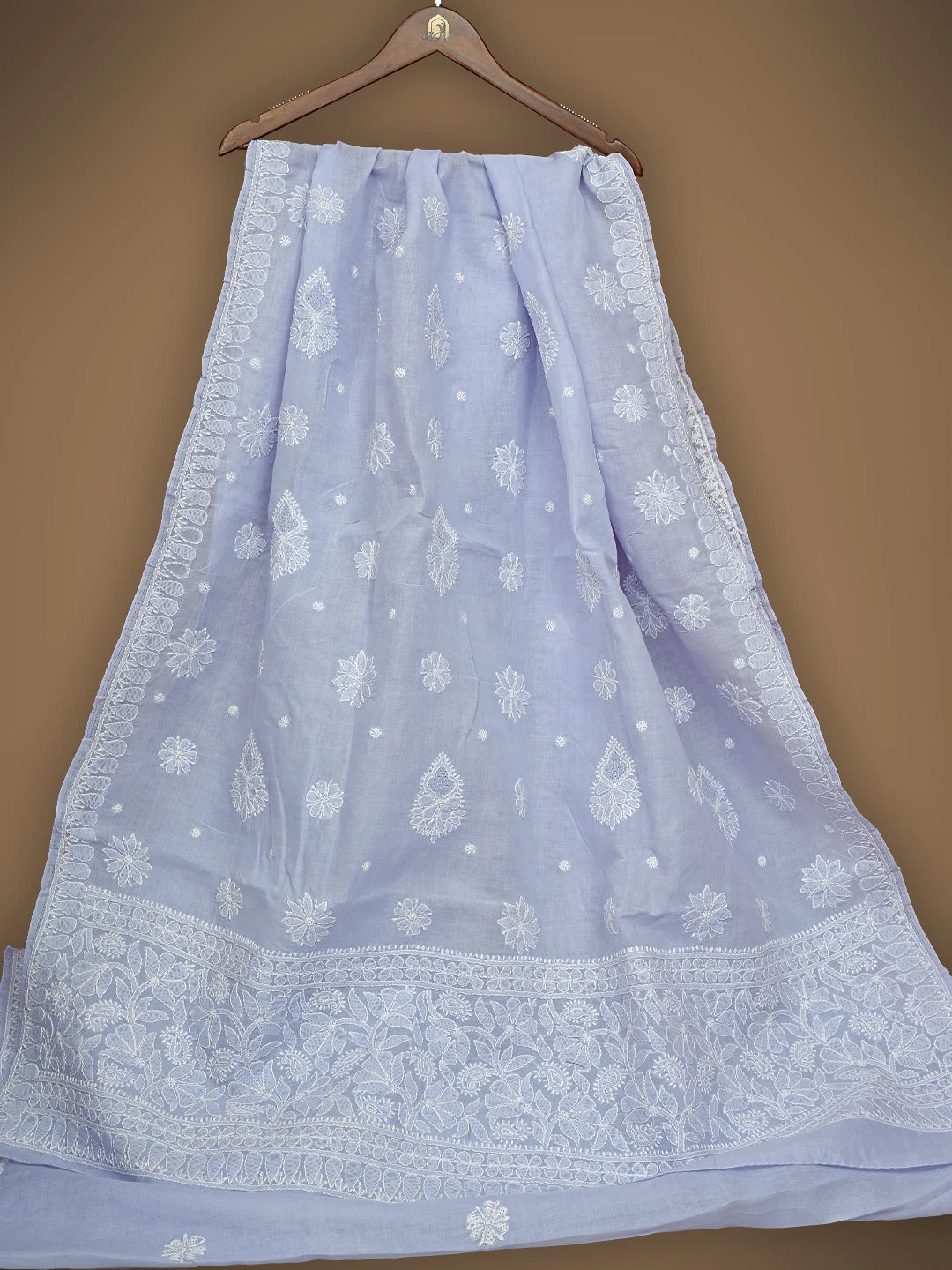 Ada Hand Embroidered Mauve Cotton Lucknowi Chikankari Saree With Blouse 01A838191
