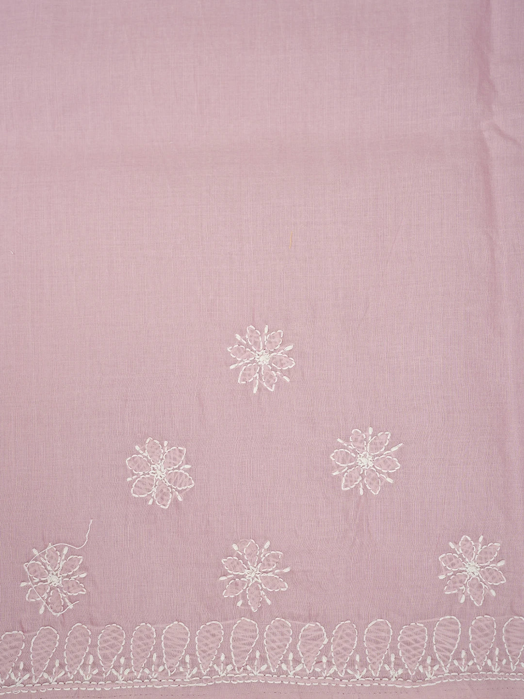 Ada Hand Embroidered Dusty Rose Pink Cotton Lucknowi Chikankari Saree With Blouse 01A838187