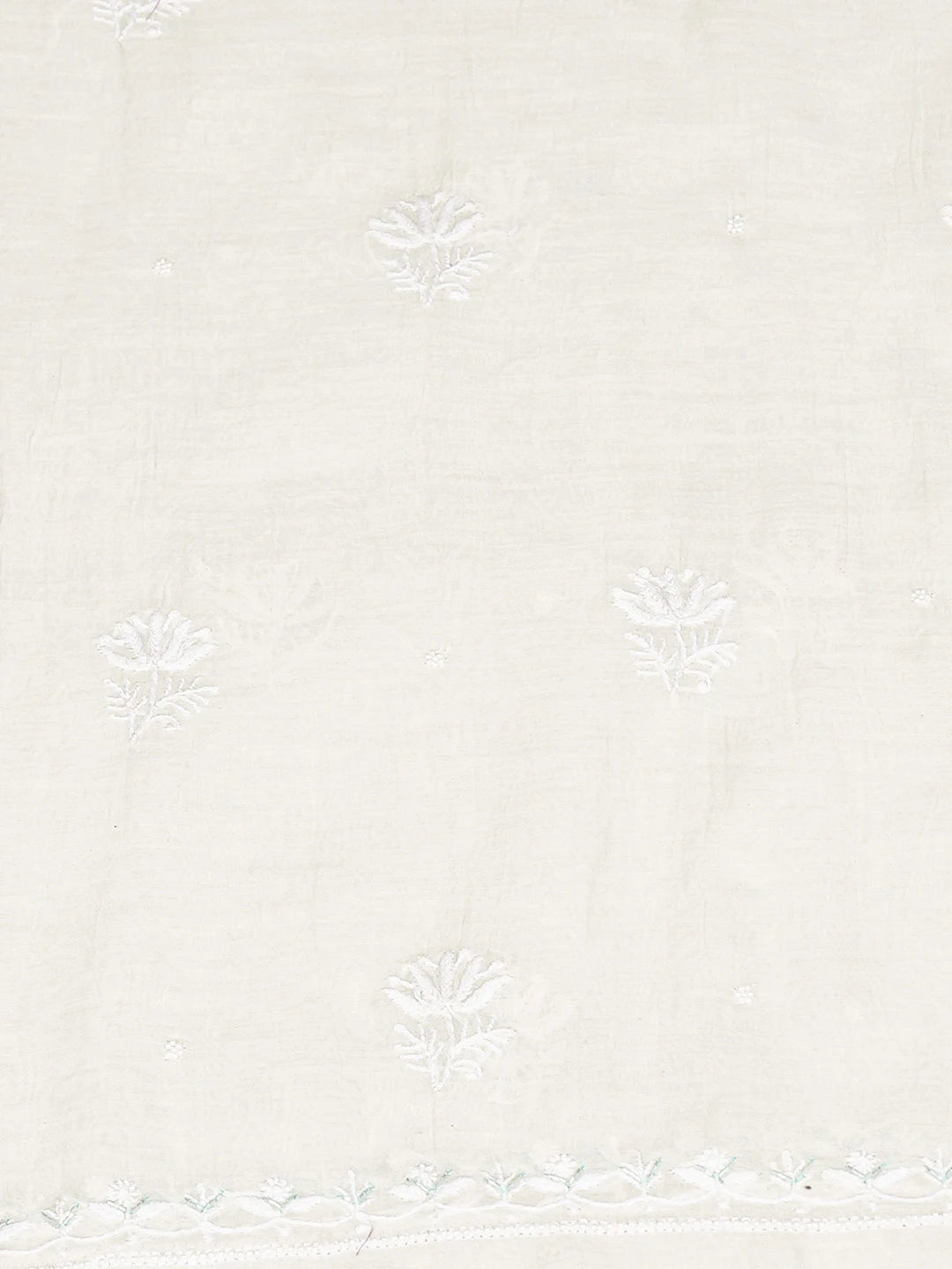 Ada Hand Embroidered White Chanderi Lucknowi Chikankari Unstitched Kurta Dupatta Set With Pearl Work 01A789287