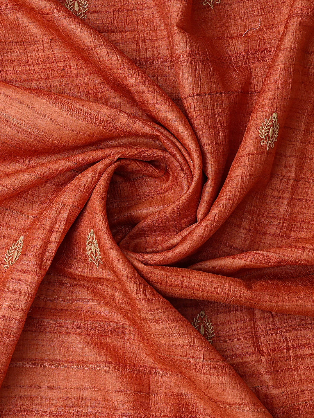 Ada Hand Embroidered Rust Tussar Silk Lucknowi Chikankari Unstitched Kurta Dupatta Set 01A836313