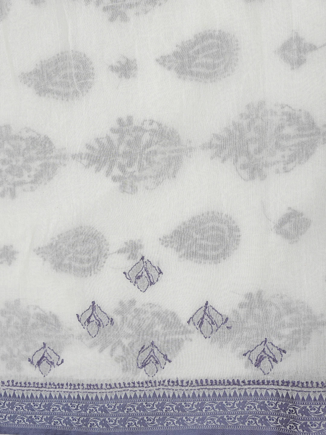 Ada Hand Embroidered White Chanderi Lucknowi Chikankari Saree With Blouse 01A837947