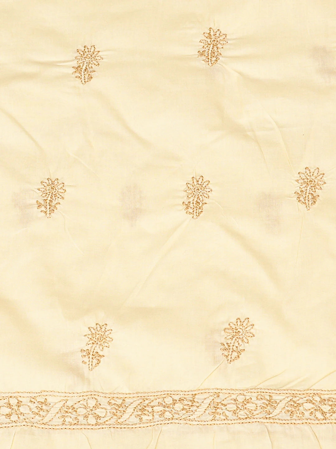 Ada Hand Embroidered Fawn Cotton Lucknowi Chikankari Unstitched Men's Kurta Piece 01A812152