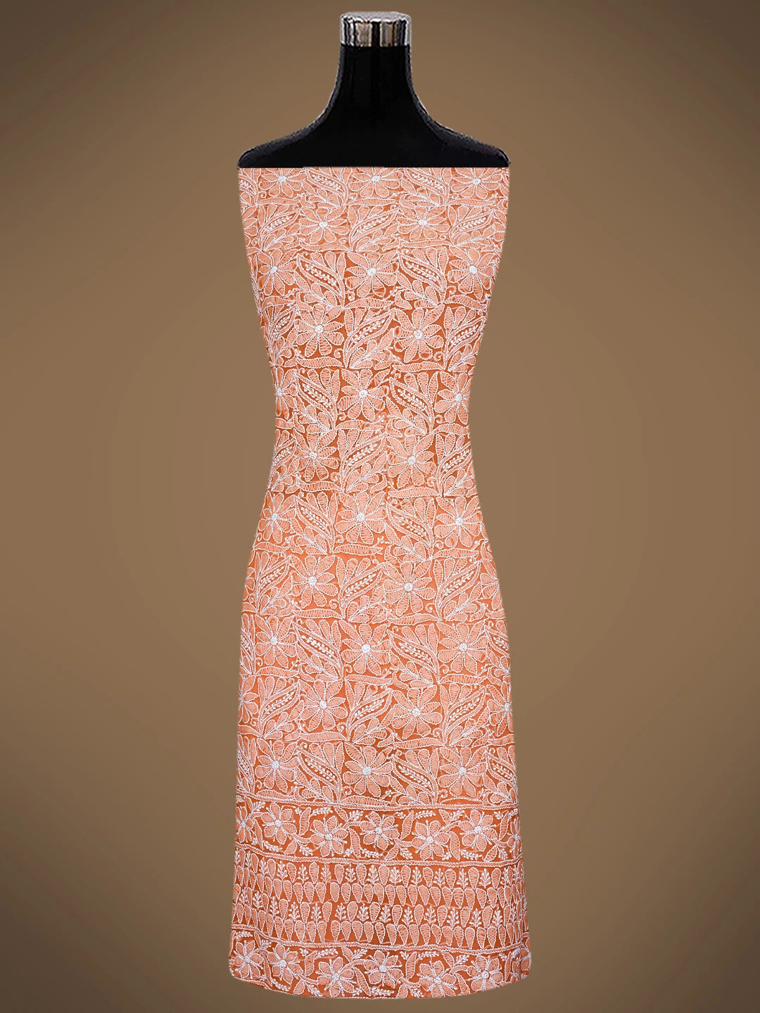 Ada Hand Embroidered Pastel Rust Georgette Lucknowi Chikankari Unstitched Suit Piece 01A836559