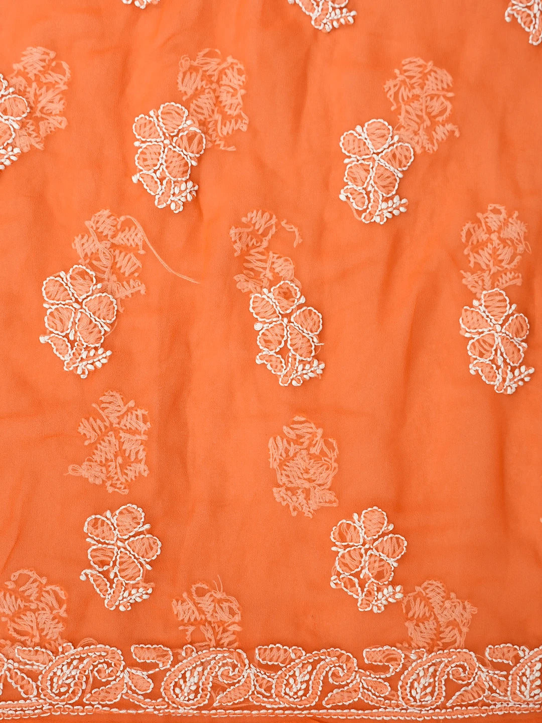 Ada Hand Embroidered Pastel Rust Georgette Lucknowi Chikankari Unstitched Suit Piece 01A836559