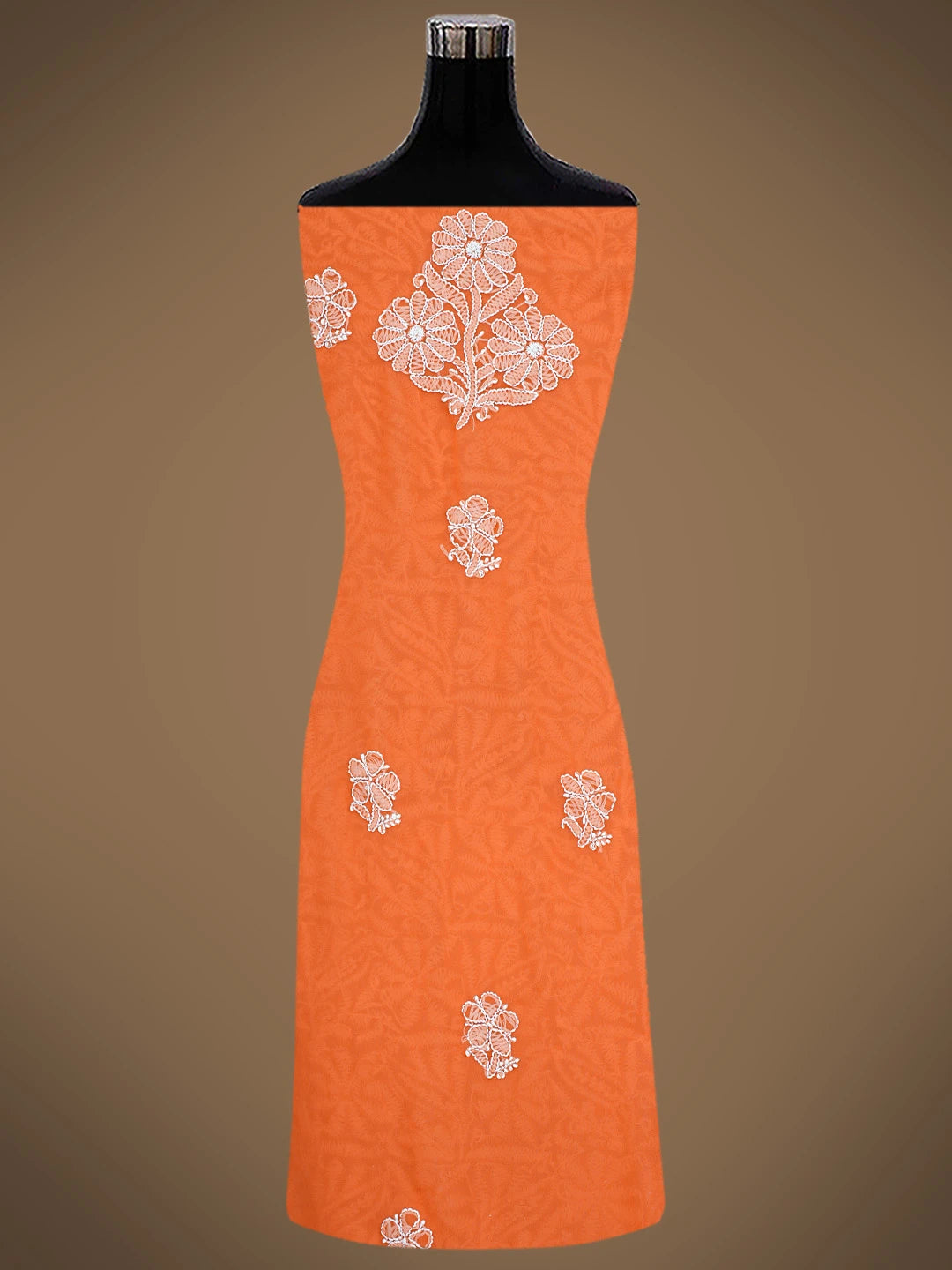 Ada Hand Embroidered Pastel Rust Georgette Lucknowi Chikankari Unstitched Suit Piece 01A836559