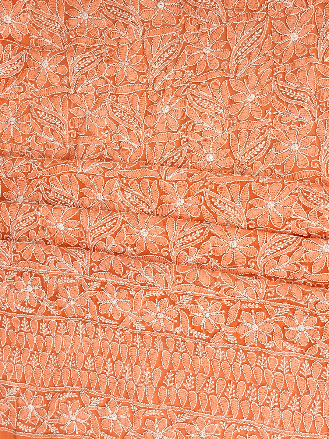 Ada Hand Embroidered Pastel Rust Georgette Lucknowi Chikankari Unstitched Suit Piece 01A836559