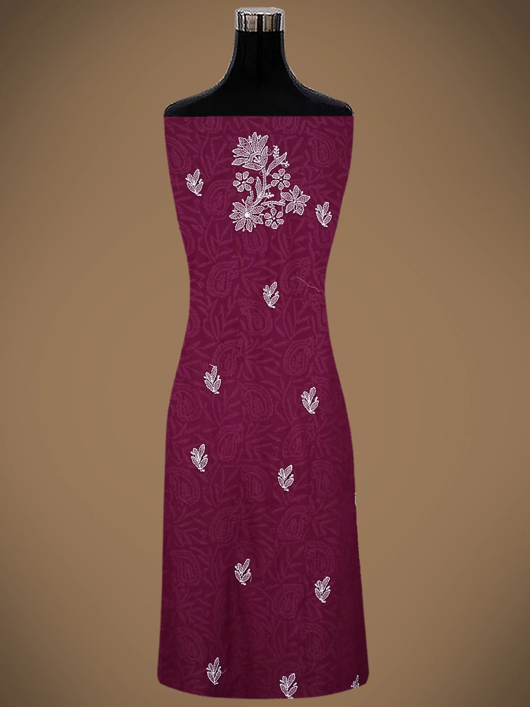 Ada Hand Embroidered Wine Georgette Lucknowi Chikankari Unstitched Suit Piece 01A836562