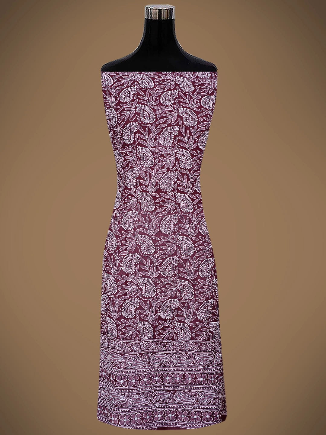 Ada Hand Embroidered Wine Georgette Lucknowi Chikankari Unstitched Suit Piece 01A836562