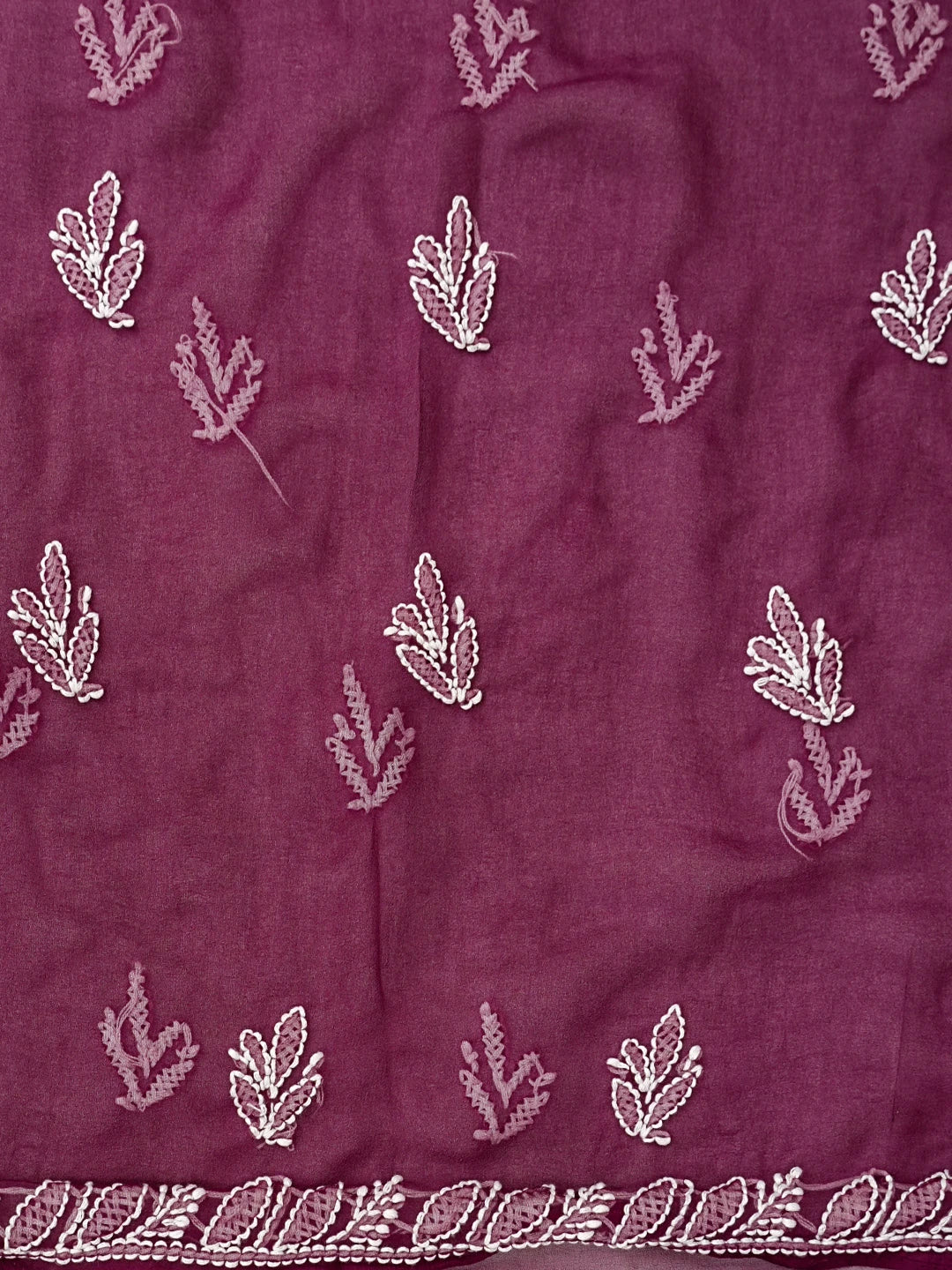 Ada Hand Embroidered Wine Georgette Lucknowi Chikankari Unstitched Suit Piece 01A836562