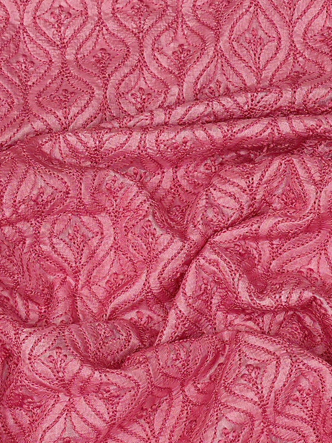 Ada Hand Embroidered Onion Pink Silk Lucknowi Chikankari Unstitched Men's Kurta Piece 01A795215