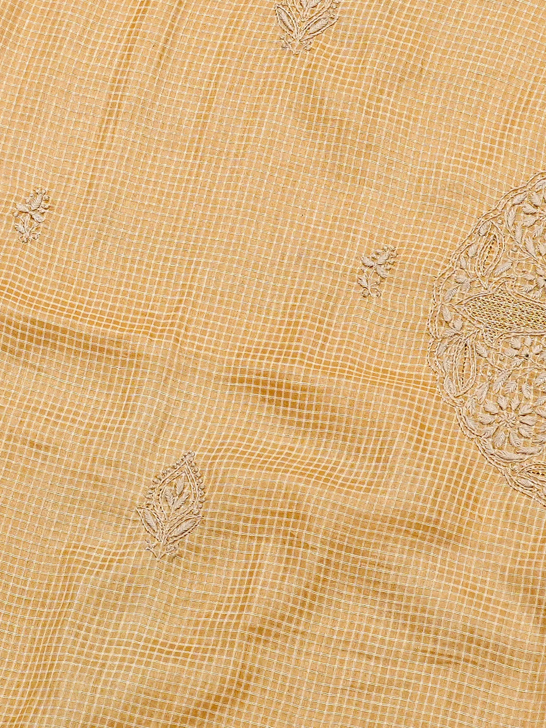 Ada Hand Embroidered Sandy Brown Silk Lucknowi Chikankari Saree and Blouse With Zari  Work 01A538479