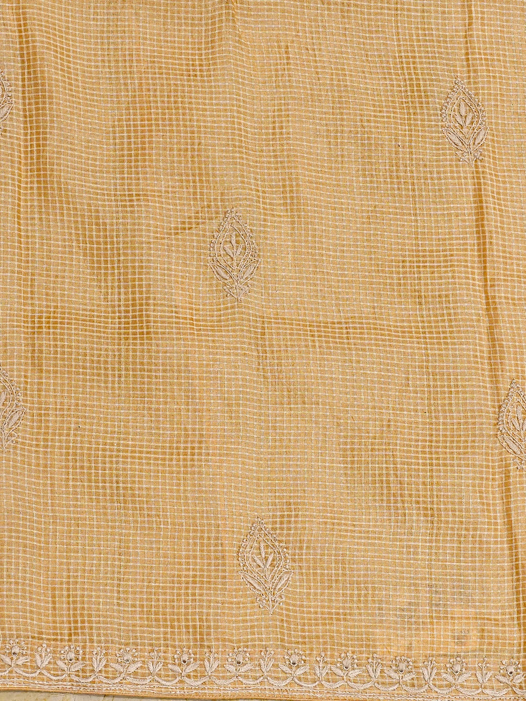 Ada Hand Embroidered Sandy Brown Silk Lucknowi Chikankari Saree and Blouse With Zari  Work 01A538479