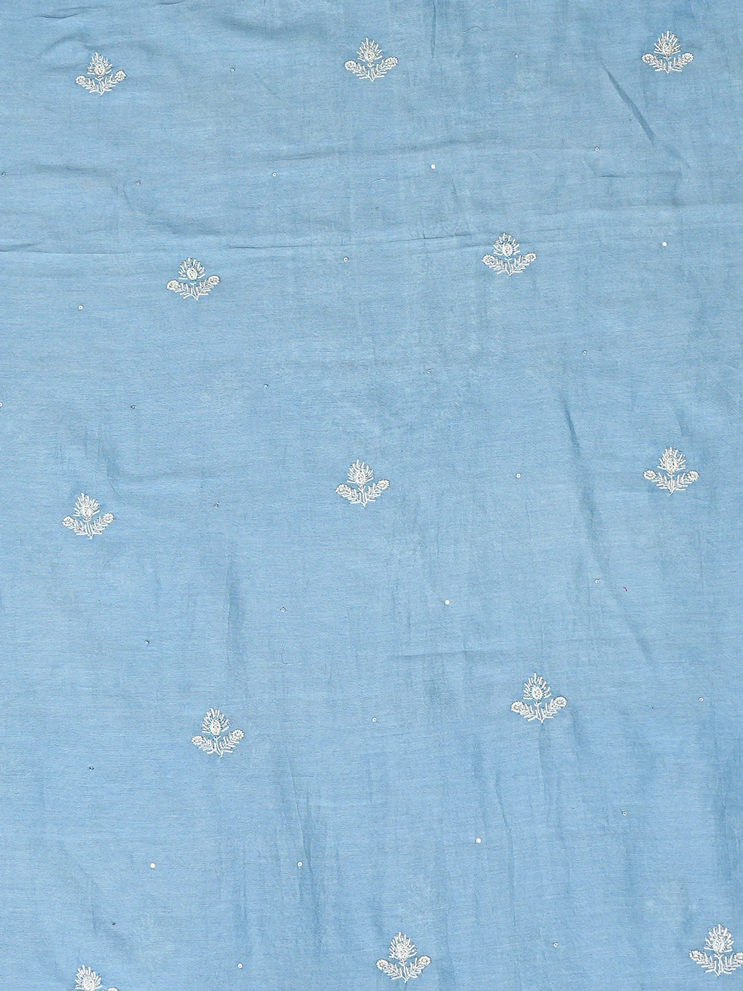 Ada Hand Embroidered Blue Chanderi Lucknowi Chikankari Unstitched Men's Kurta Piece With Cutdana Work 01A781911
