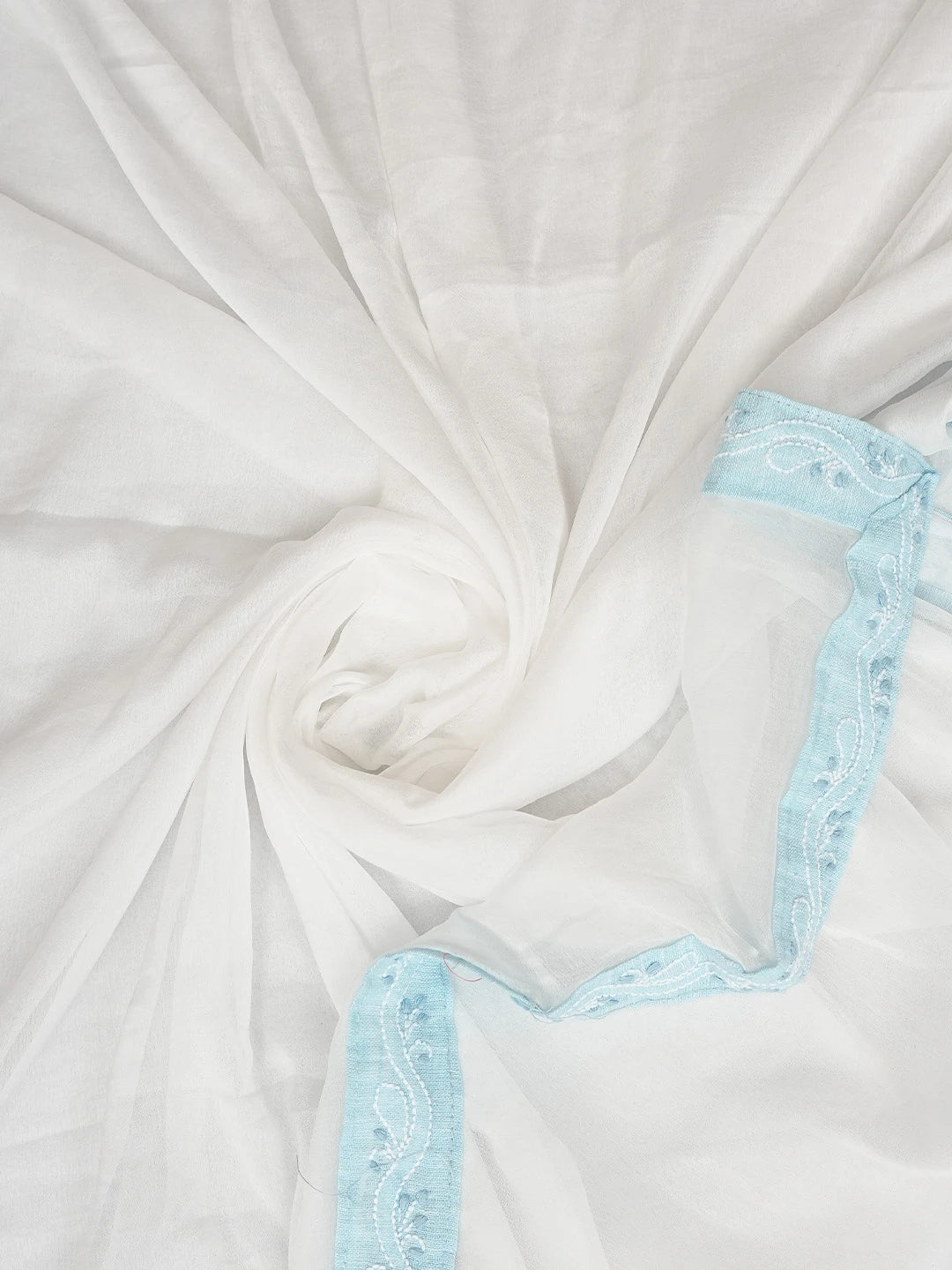 Ada Hand Embroidered Sky Blue Linen Lucknowi Chikankari Unstitched Suit Piece 01A836609