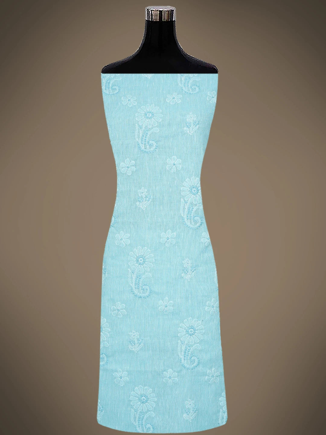Ada Hand Embroidered Sky Blue Linen Lucknowi Chikankari Unstitched Suit Piece 01A836609