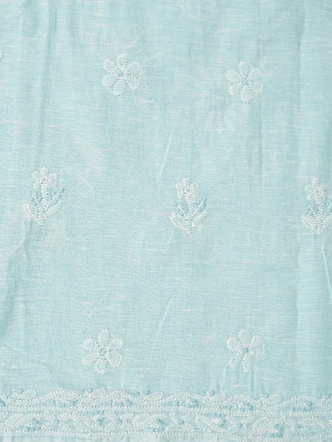Ada Hand Embroidered Sky Blue Linen Lucknowi Chikankari Unstitched Suit Piece 01A836609
