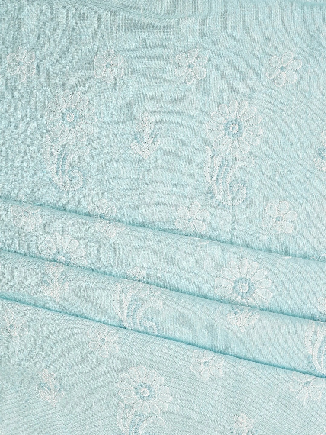 Ada Hand Embroidered Sky Blue Linen Lucknowi Chikankari Unstitched Suit Piece 01A836609