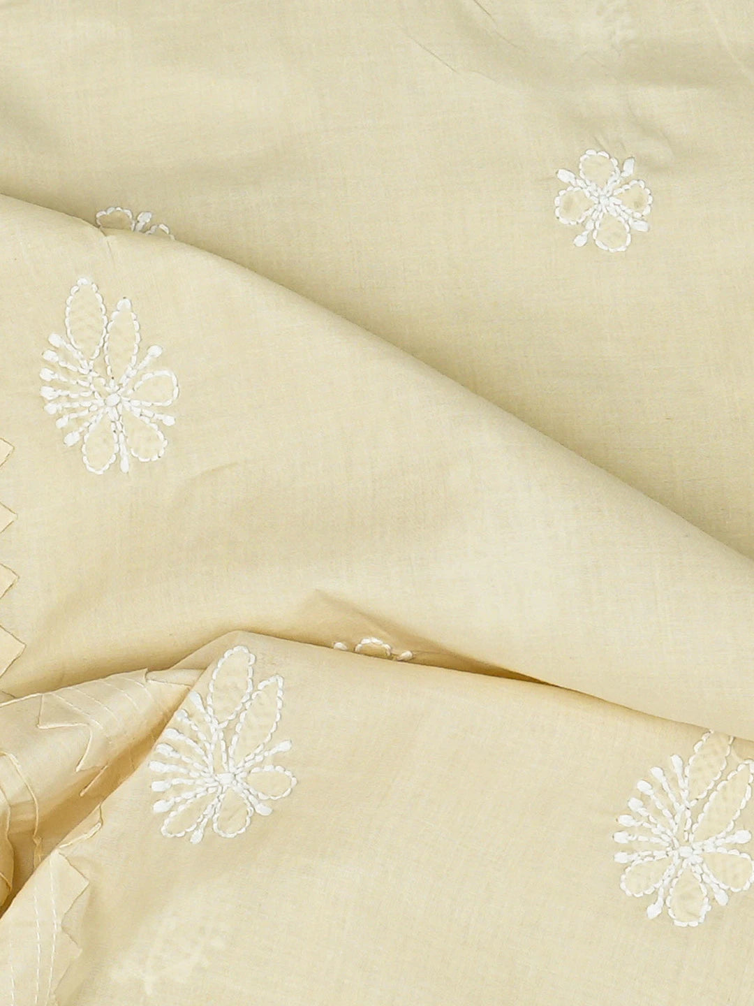 Ada Hand Embroidered Fawn Cotton Lucknowi Chikankari Unstitched Men's Kurta Piece 01A812181