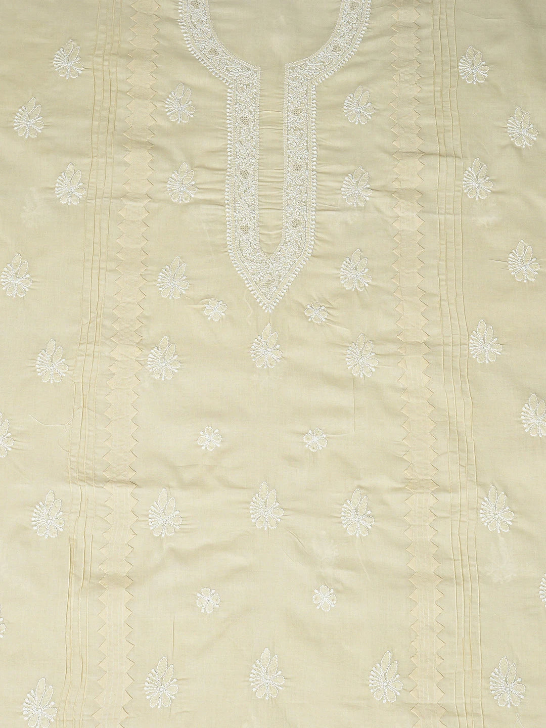 Ada Hand Embroidered Fawn Cotton Lucknowi Chikankari Unstitched Men's Kurta Piece 01A812181