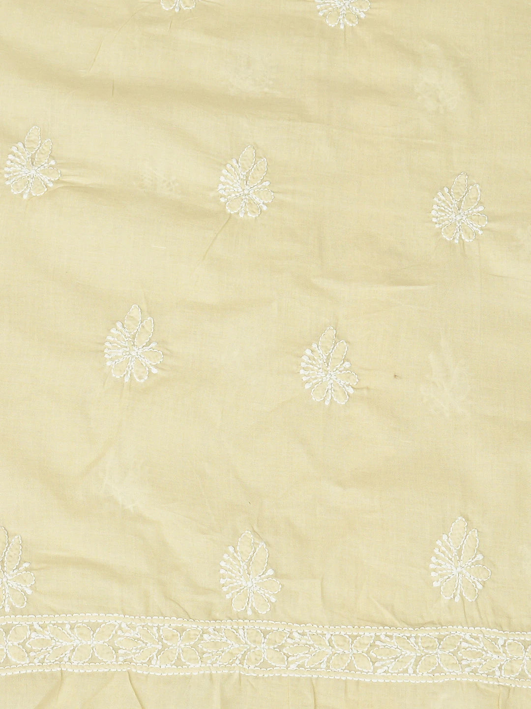 Ada Hand Embroidered Fawn Cotton Lucknowi Chikankari Unstitched Men's Kurta Piece 01A812181