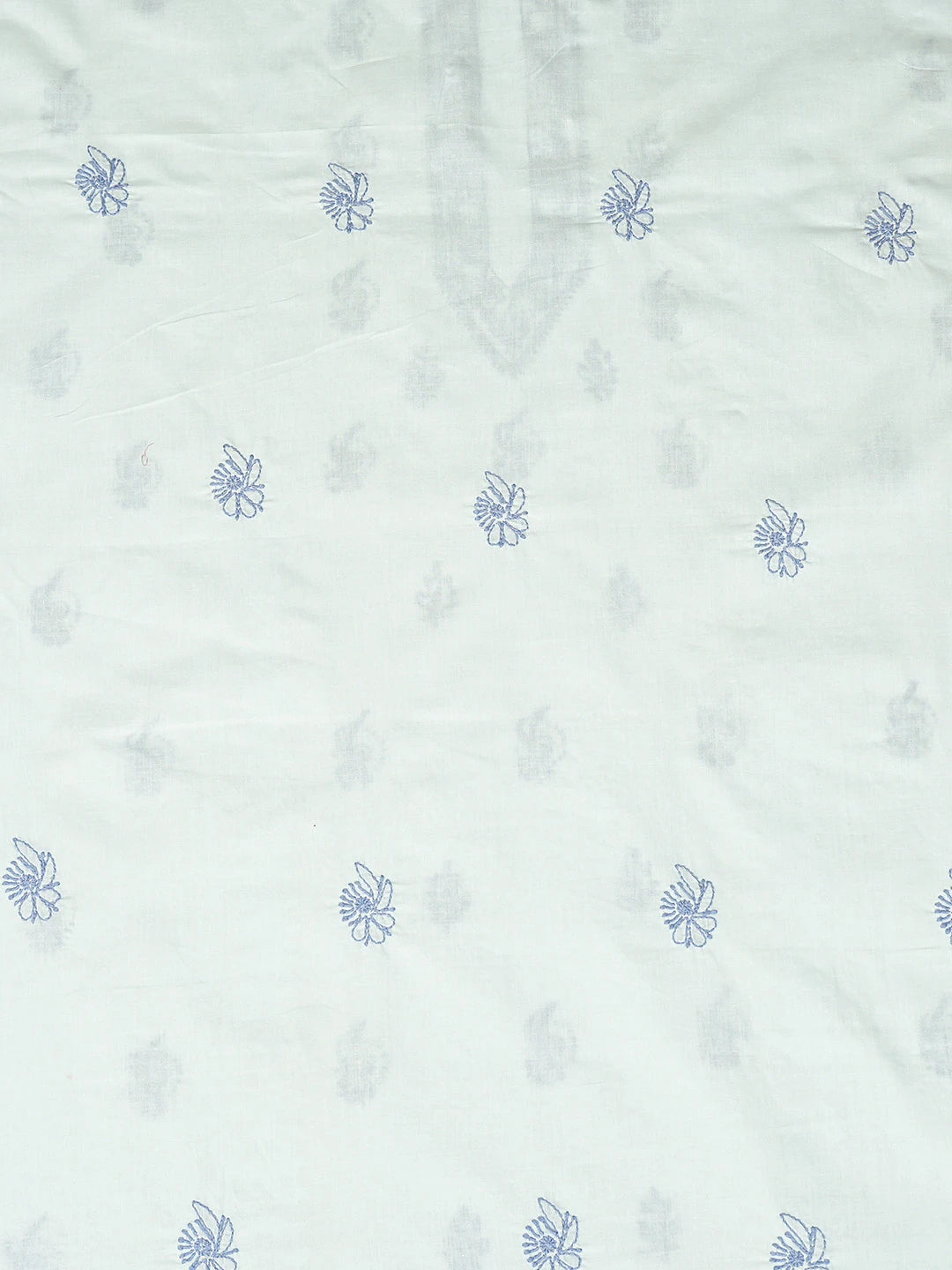 Ada Hand Embroidered Blue Cotton Lucknowi Chikankari Unstitched Men's Kurta Piece 01A812177