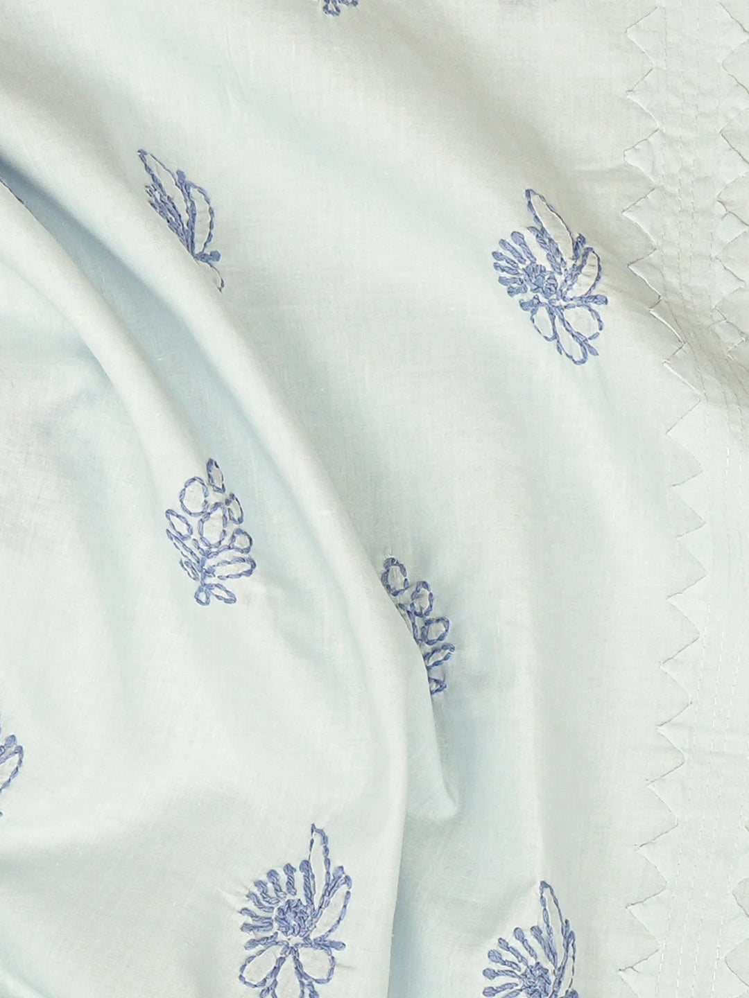 Ada Hand Embroidered Blue Cotton Lucknowi Chikankari Unstitched Men's Kurta Piece 01A812177